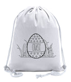 Polka Dot Easter Egg Custom Name Color in Cotton Drawstring Bag