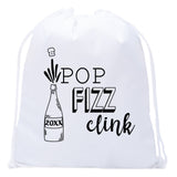 Pop Fizz Clink Champagne Bottle & Custom New Year Mini Polyester Drawstring Bag - Mato & Hash