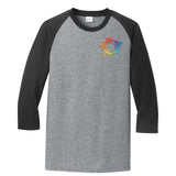 Port and Company Core Blend 3/4 Sleeve Raglan Tee Embroidery