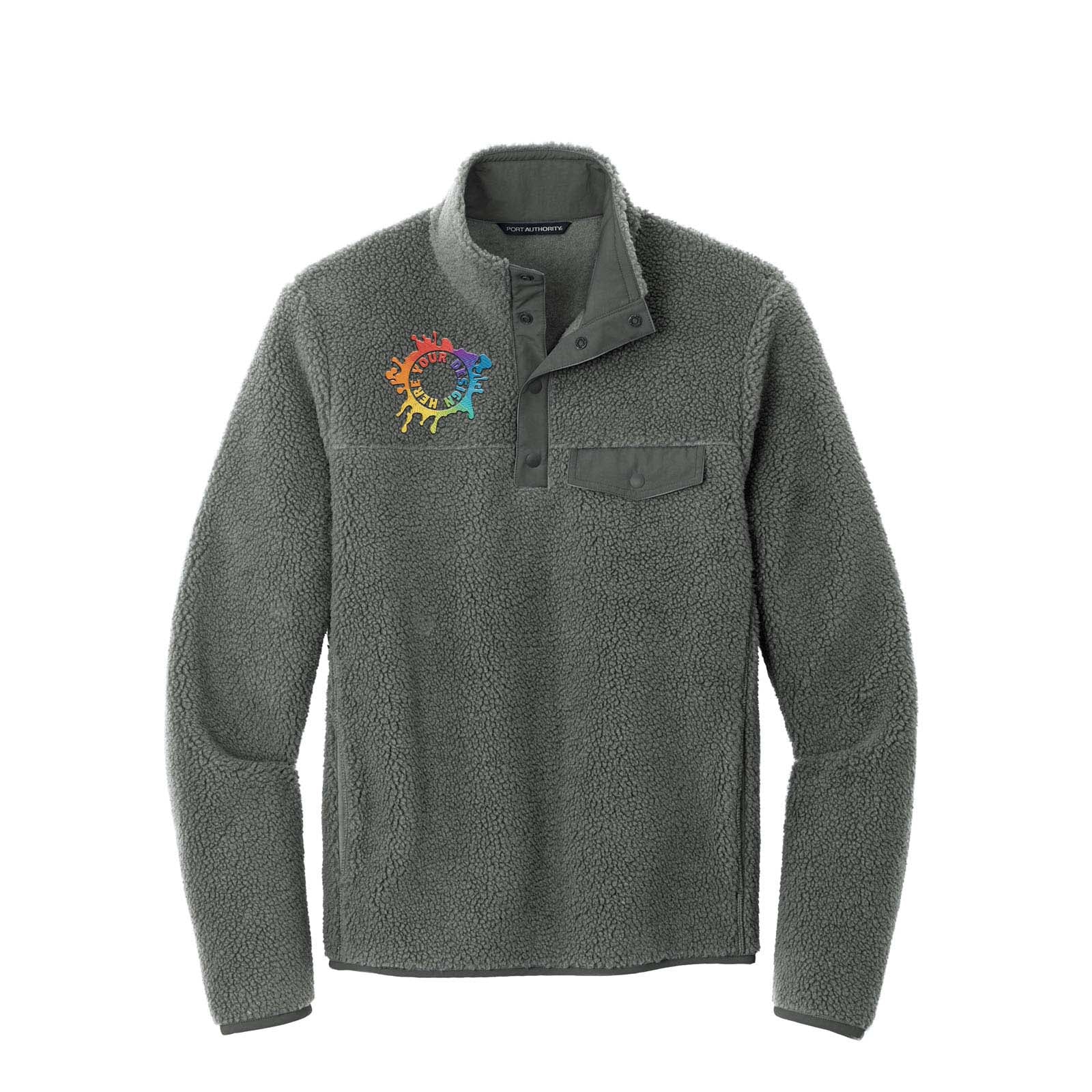 Port Authority® Camp Fleece Snap Pullover Embroidery - Mato & Hash