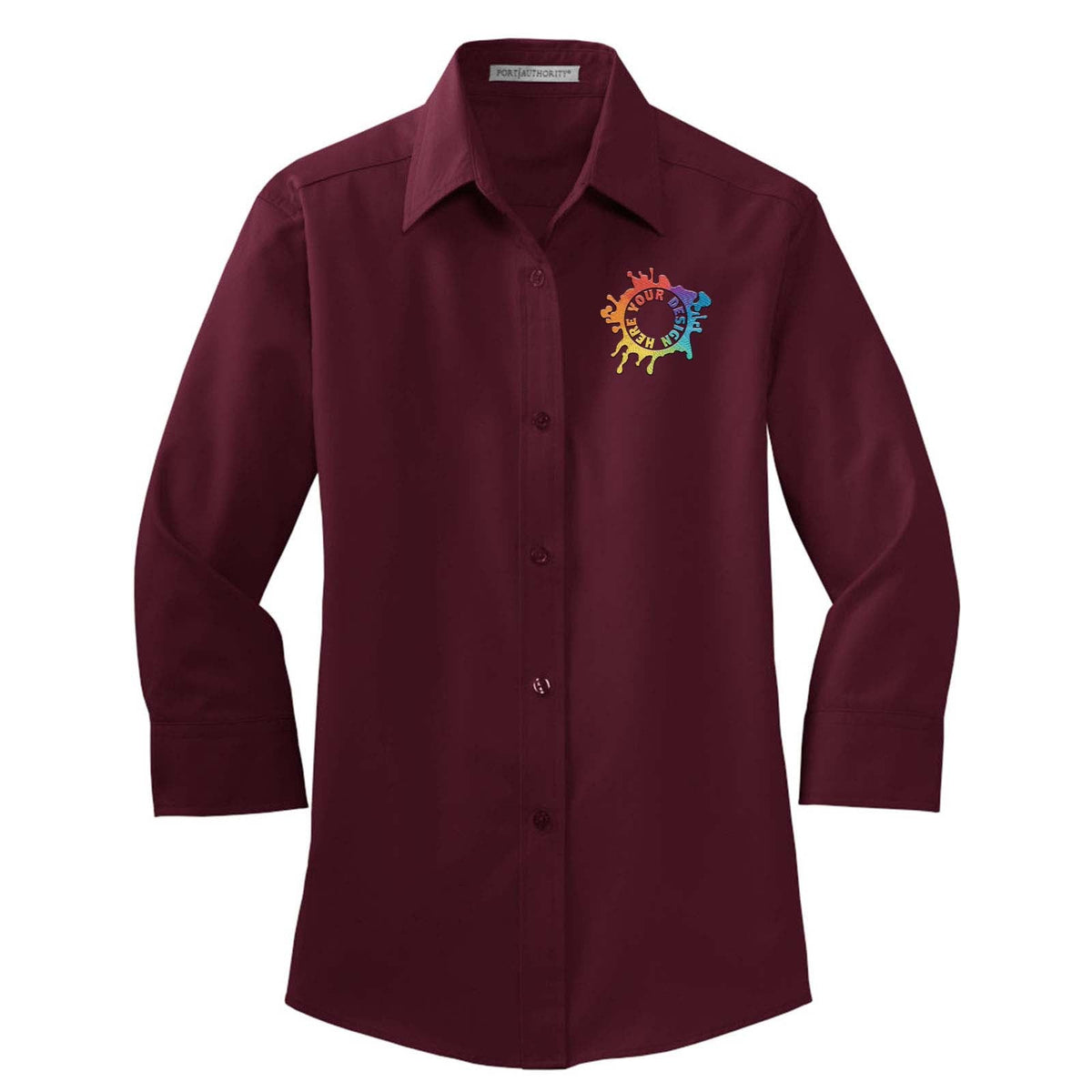 Port Authority® Ladies 3/4-Sleeve Easy Care Shirt Embroidery - Mato & Hash
