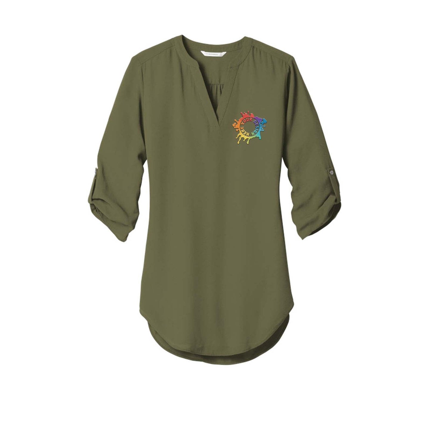Port Authority ® Ladies 3/4-Sleeve Tunic Blouse Embroidery - Mato & Hash