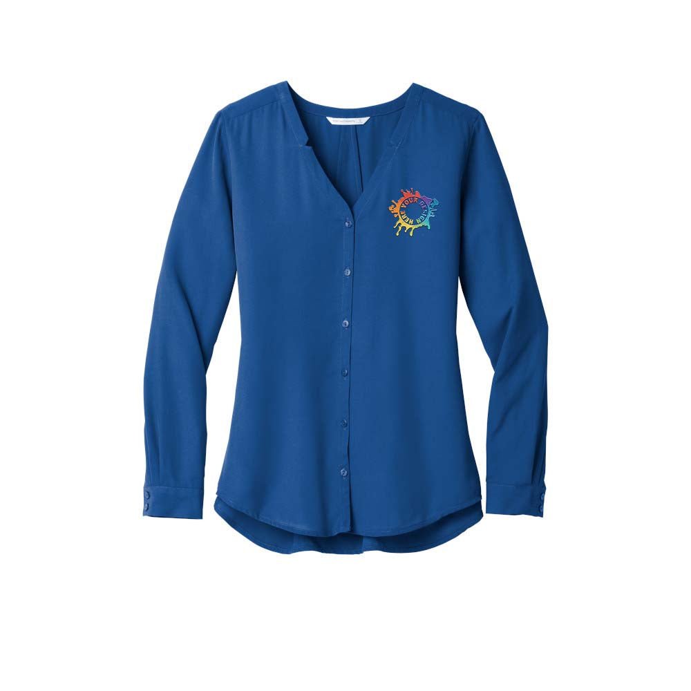 Port Authority ® Ladies Long Sleeve Button-Front Blouse Embroidery - Mato & Hash