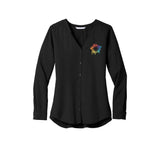 Port Authority ® Ladies Long Sleeve Button-Front Blouse Embroidery - Mato & Hash