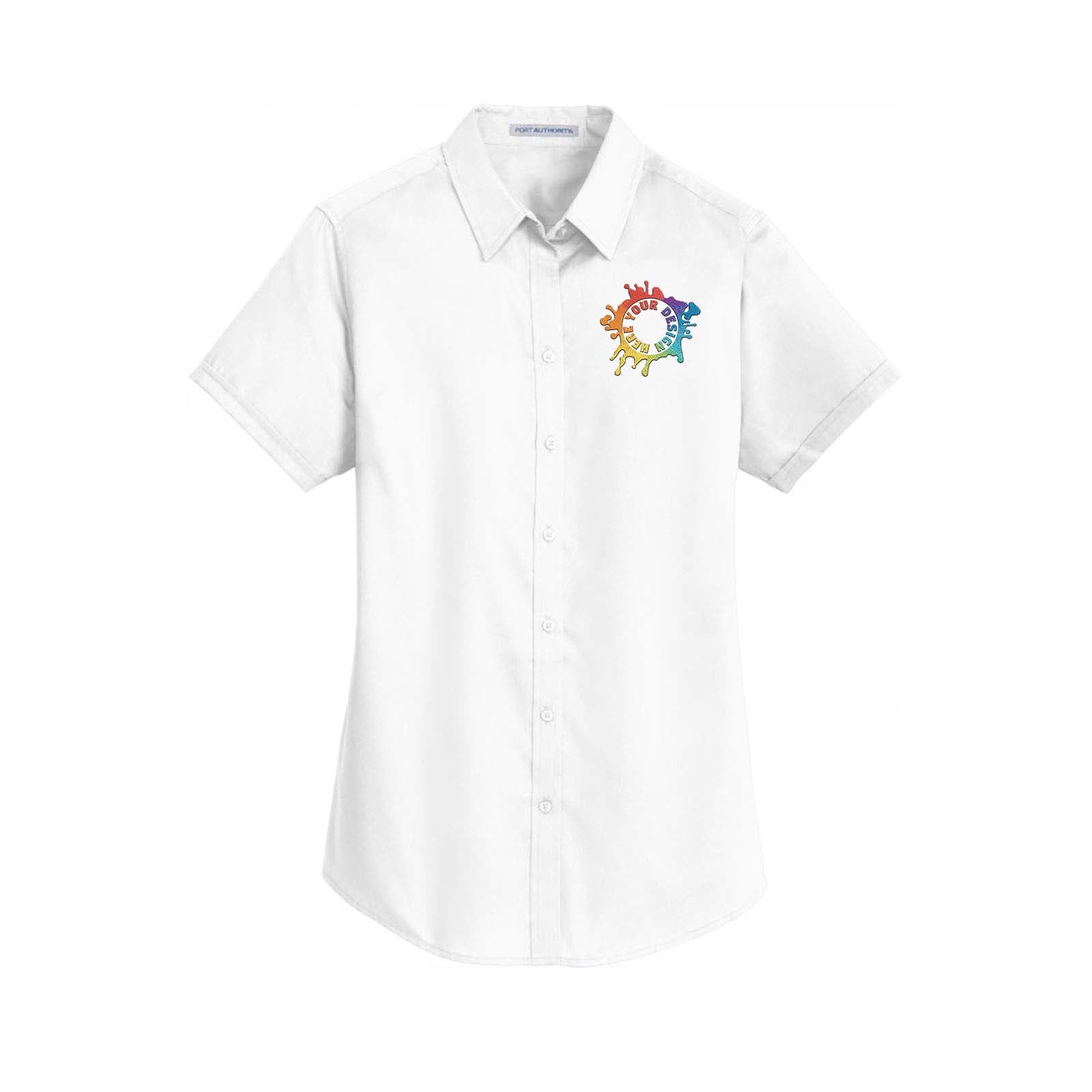 Port Authority® Ladies Short Sleeve SuperPro™ Twill Shirt Embroidery - Mato & Hash