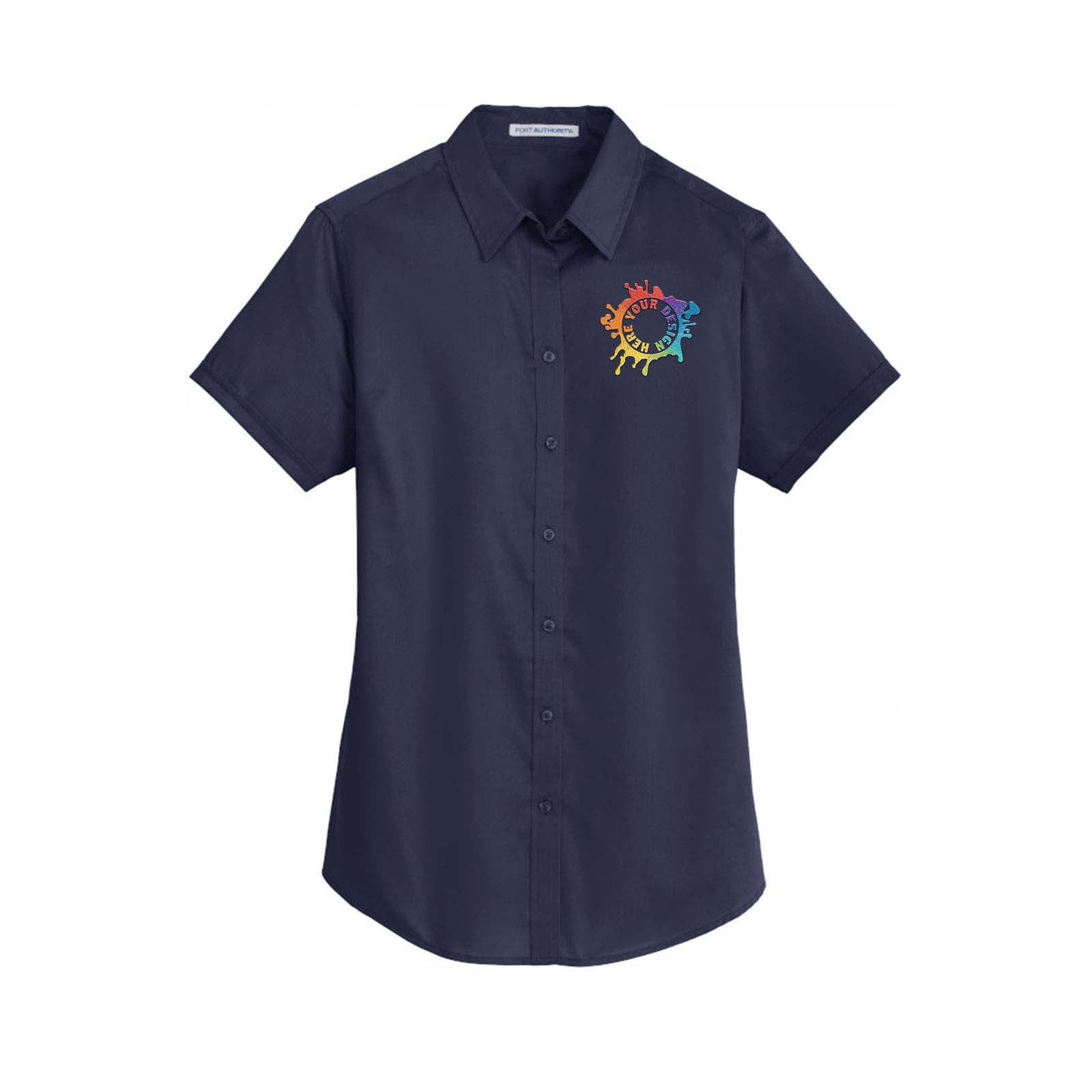 Port Authority® Ladies Short Sleeve SuperPro™ Twill Shirt Embroidery - Mato & Hash
