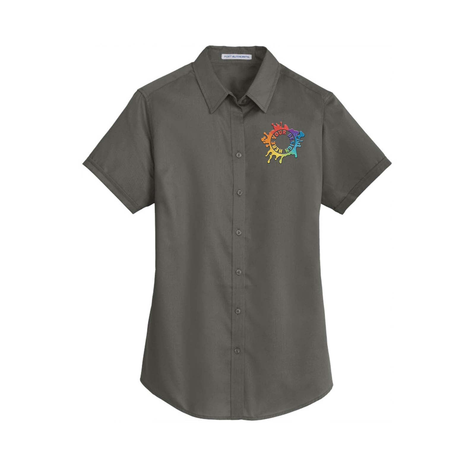 Port Authority® Ladies Short Sleeve SuperPro™ Twill Shirt Embroidery - Mato & Hash