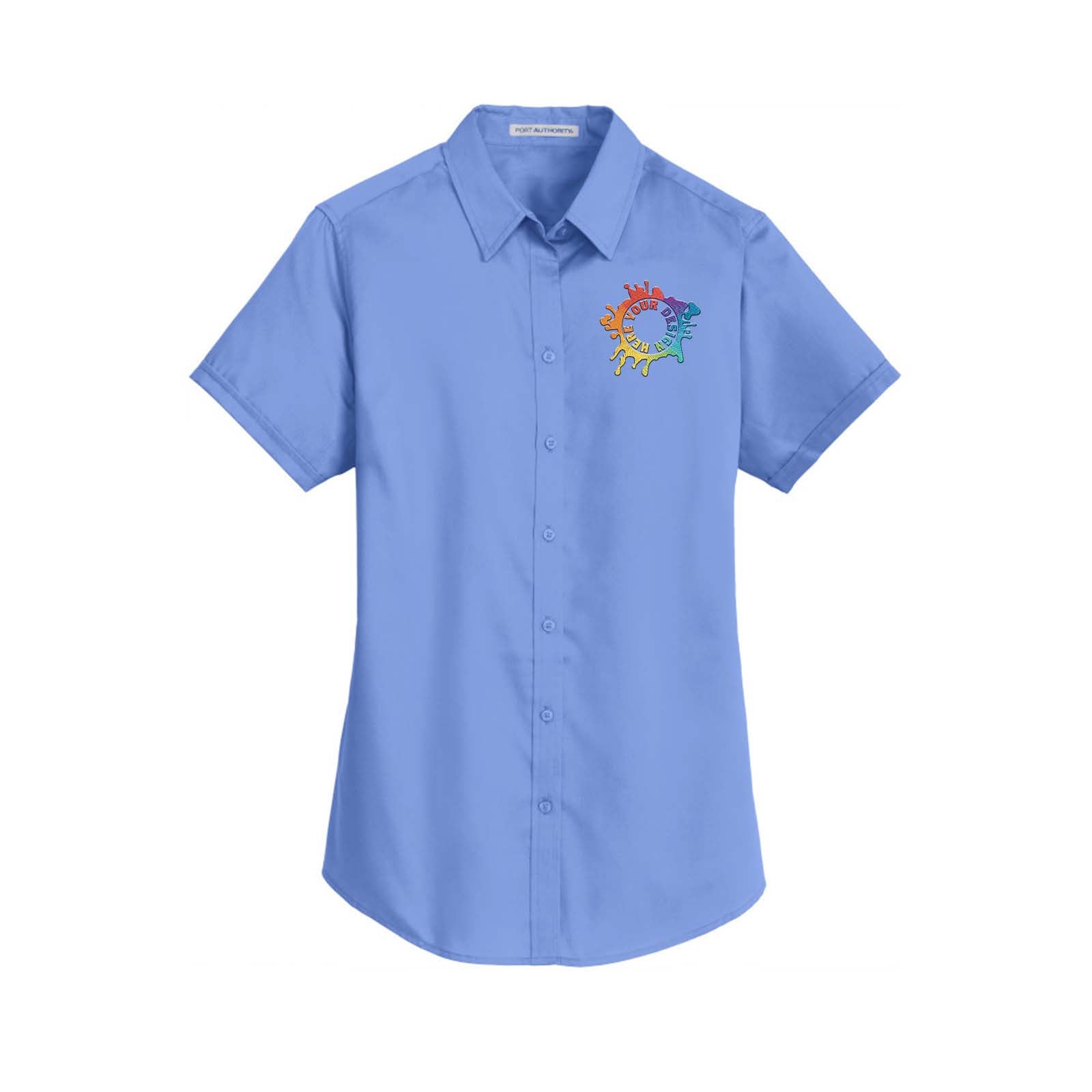 Port Authority® Ladies Short Sleeve SuperPro™ Twill Shirt Embroidery - Mato & Hash