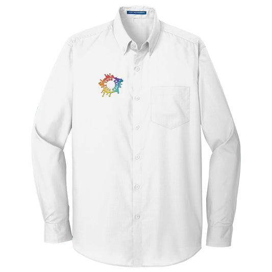 Port Authority Long Sleeve Carefree Poplin Shirt Embroidery - Mato & Hash