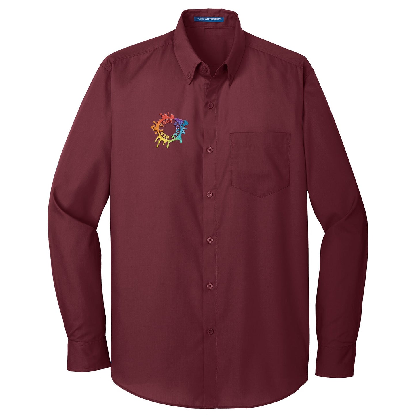 Port Authority Long Sleeve Carefree Poplin Shirt Embroidery - Mato & Hash