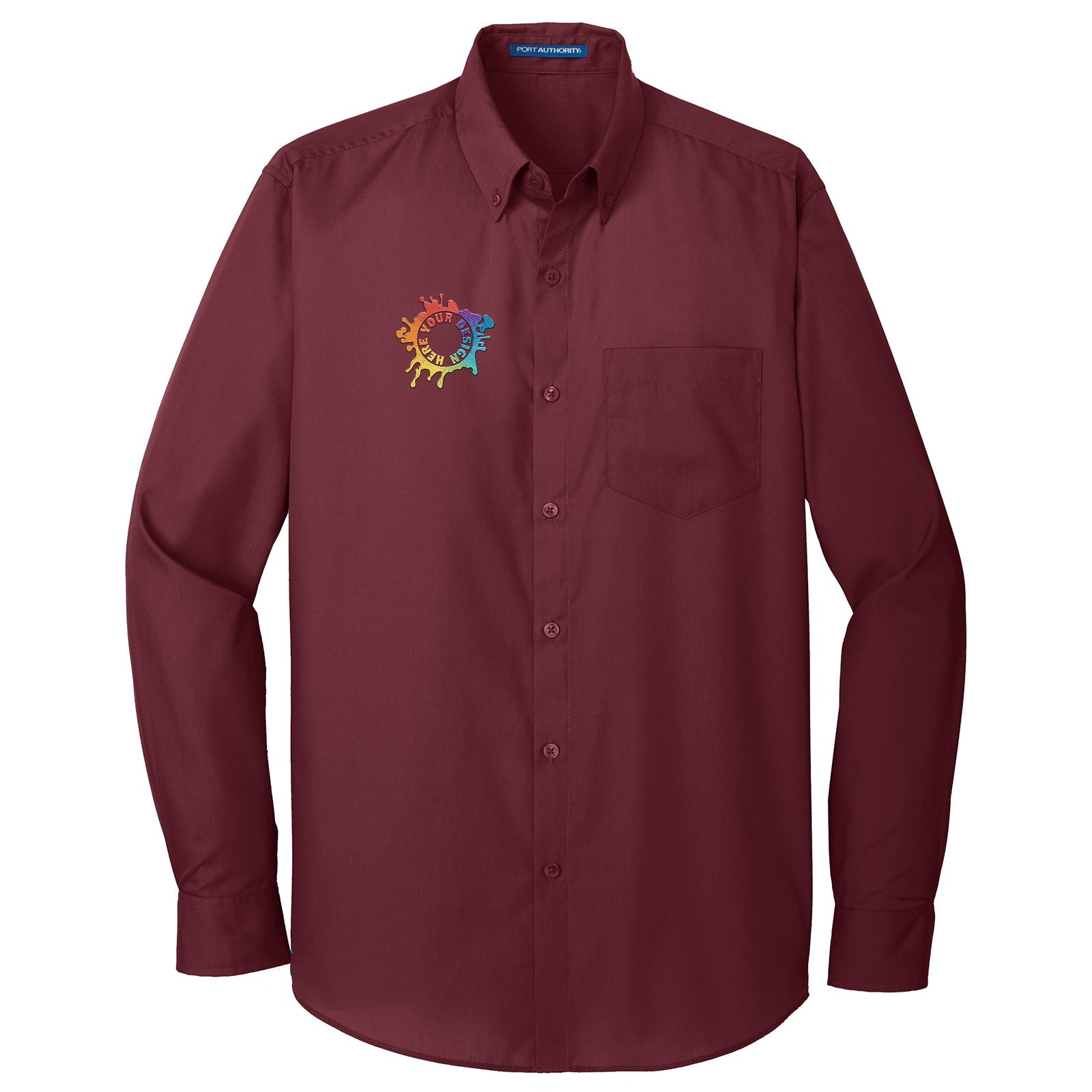 Port Authority Long Sleeve Carefree Poplin Shirt Embroidery - Mato & Hash