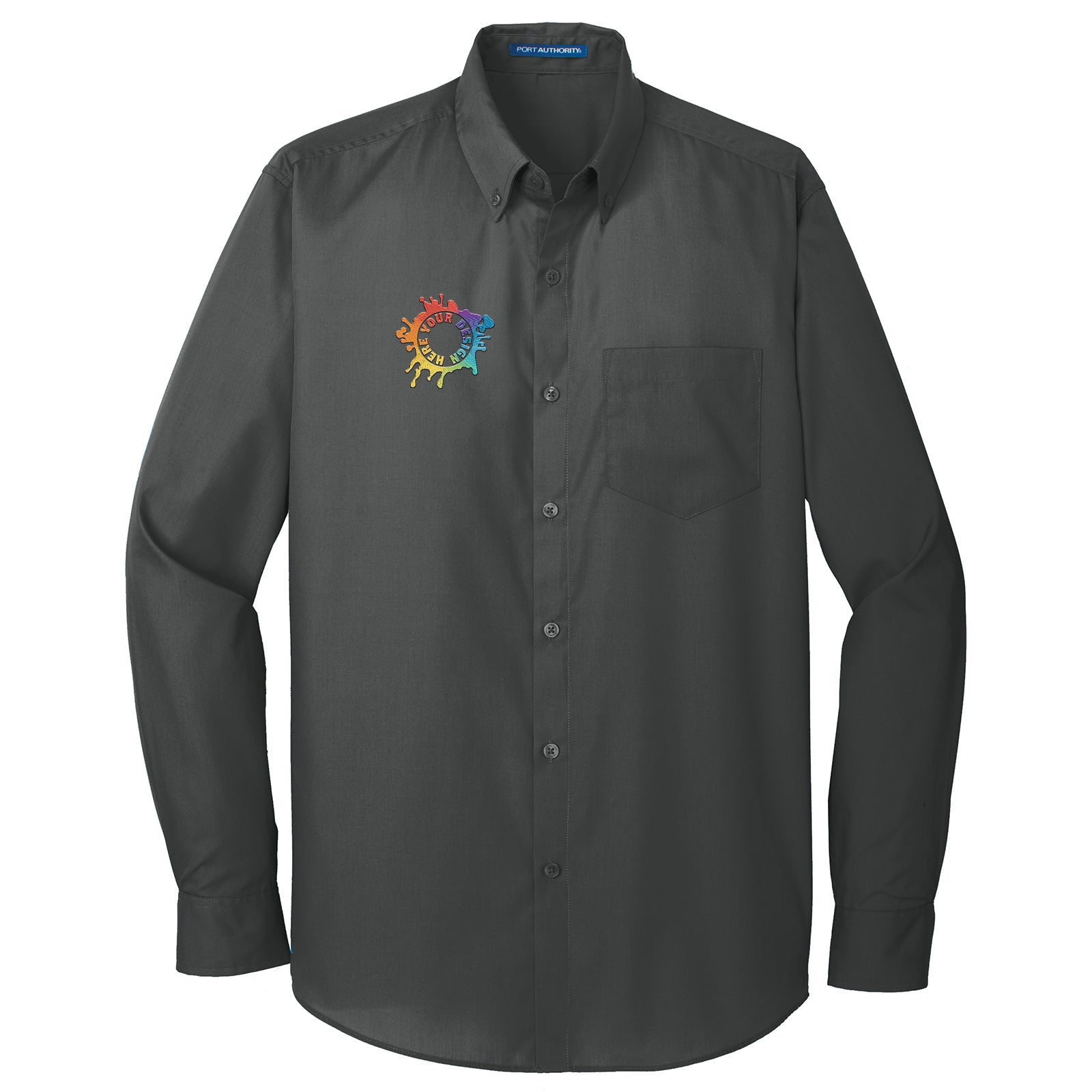Port Authority Long Sleeve Carefree Poplin Shirt Embroidery - Mato & Hash