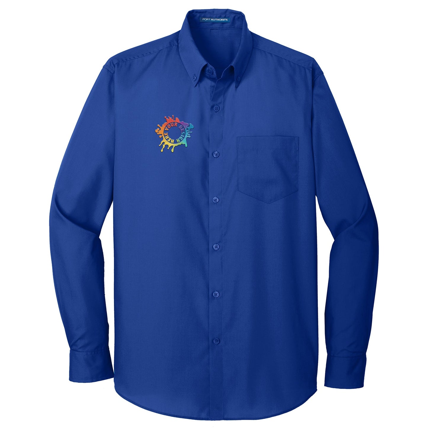Port Authority Long Sleeve Carefree Poplin Shirt Embroidery - Mato & Hash