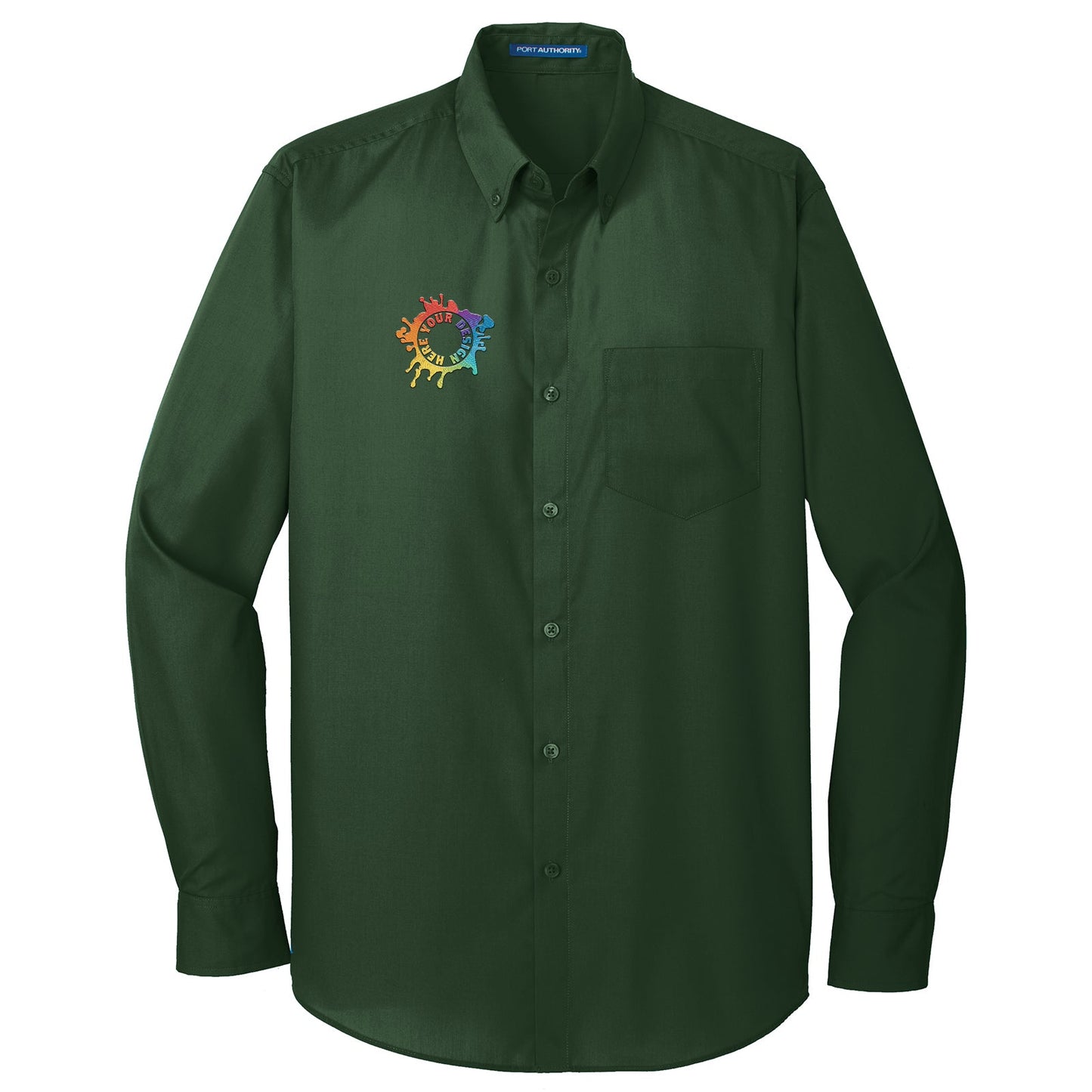 Port Authority Long Sleeve Carefree Poplin Shirt Embroidery - Mato & Hash