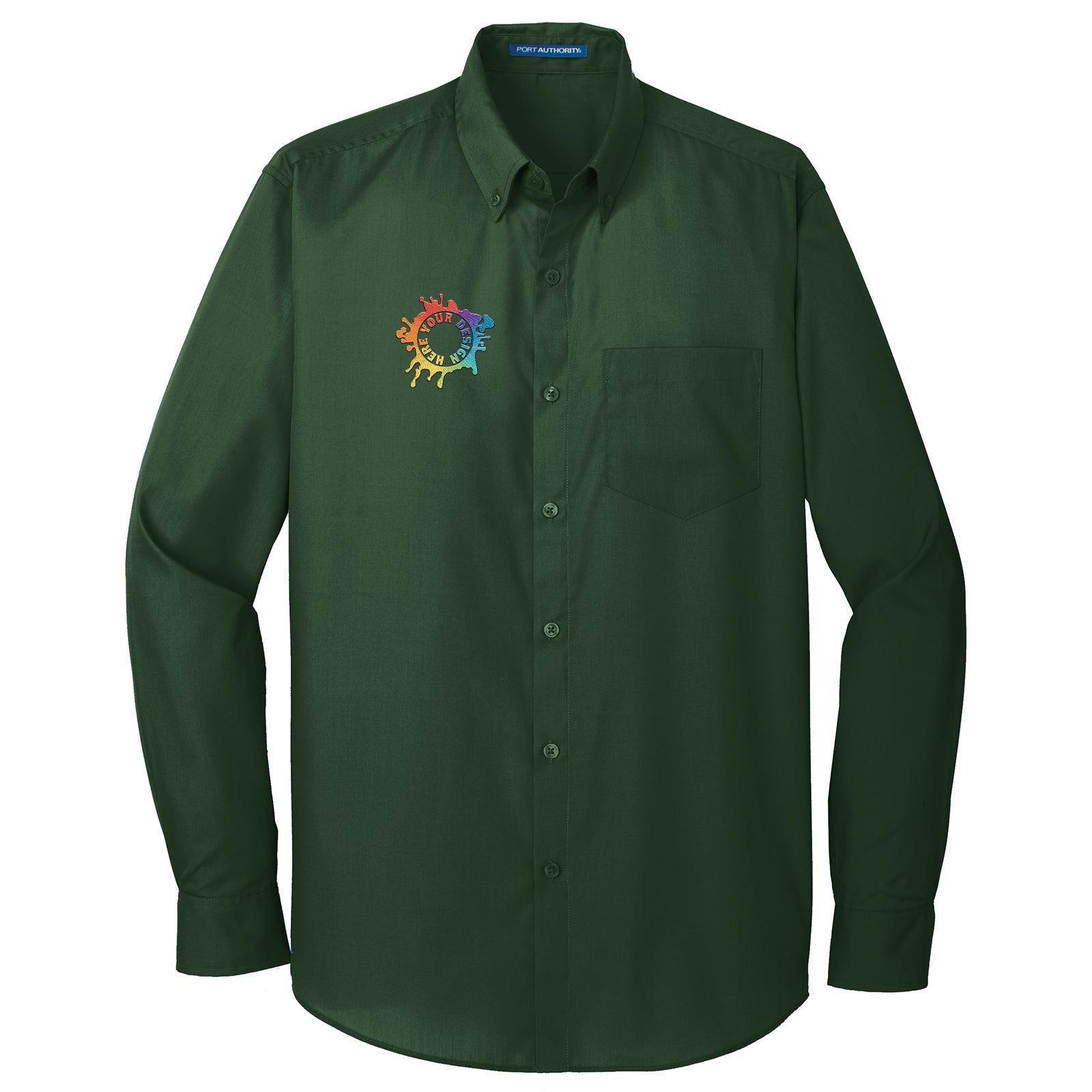 Port Authority Long Sleeve Carefree Poplin Shirt Embroidery - Mato & Hash