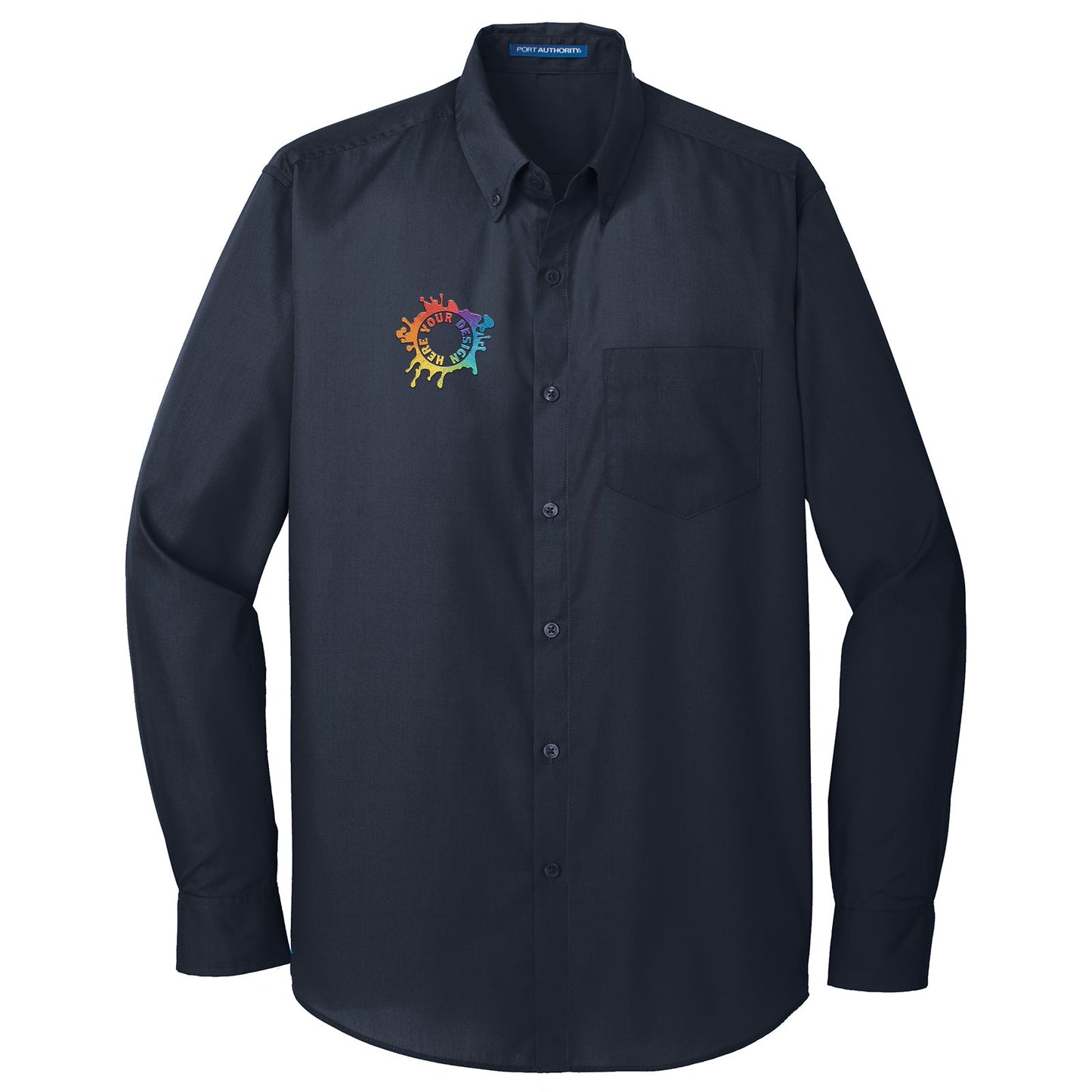 Port Authority Long Sleeve Carefree Poplin Shirt Embroidery - Mato & Hash