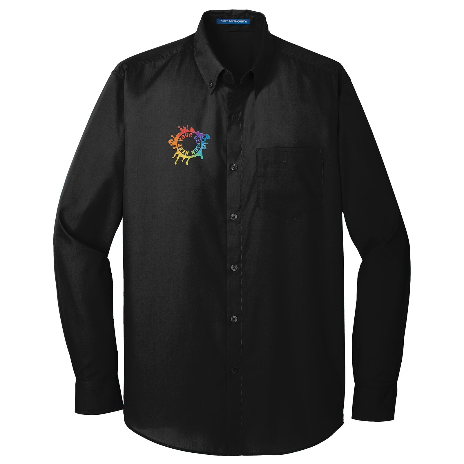 Port Authority Long Sleeve Carefree Poplin Shirt Embroidery - Mato & Hash