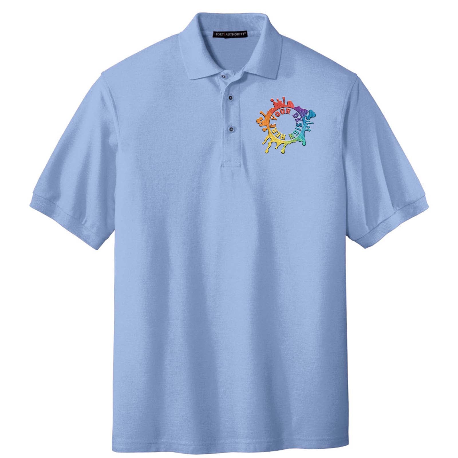 Port Authority Men's Silk Touch Polyester/Cotton Blend Polo T-Shirt Embroidery - Mato & Hash