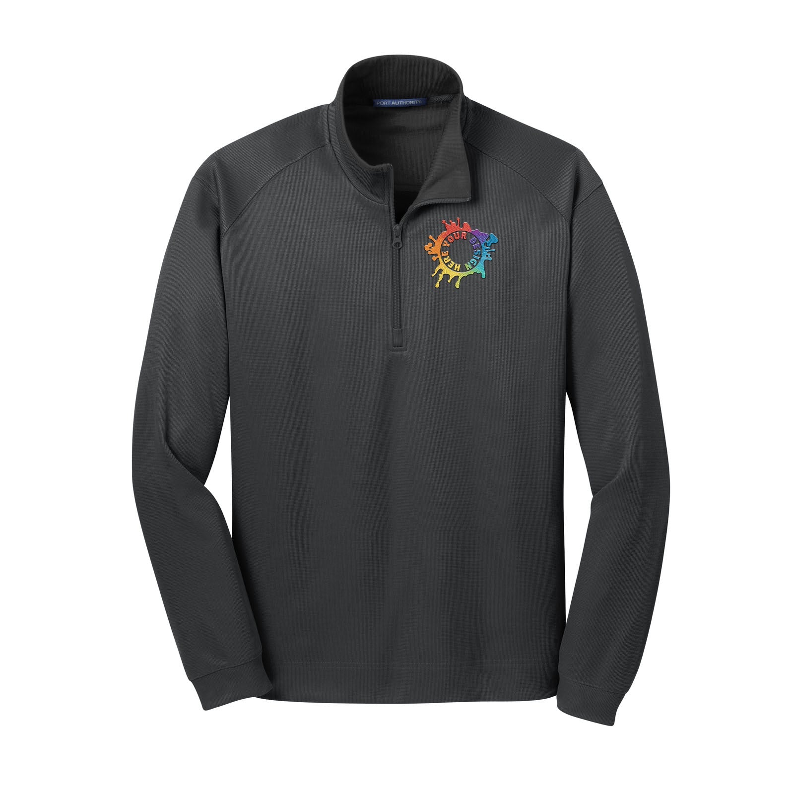 Port Authority® Vertical Texture 1/4-Zip Pullover Jacket Embroidery - Mato & Hash