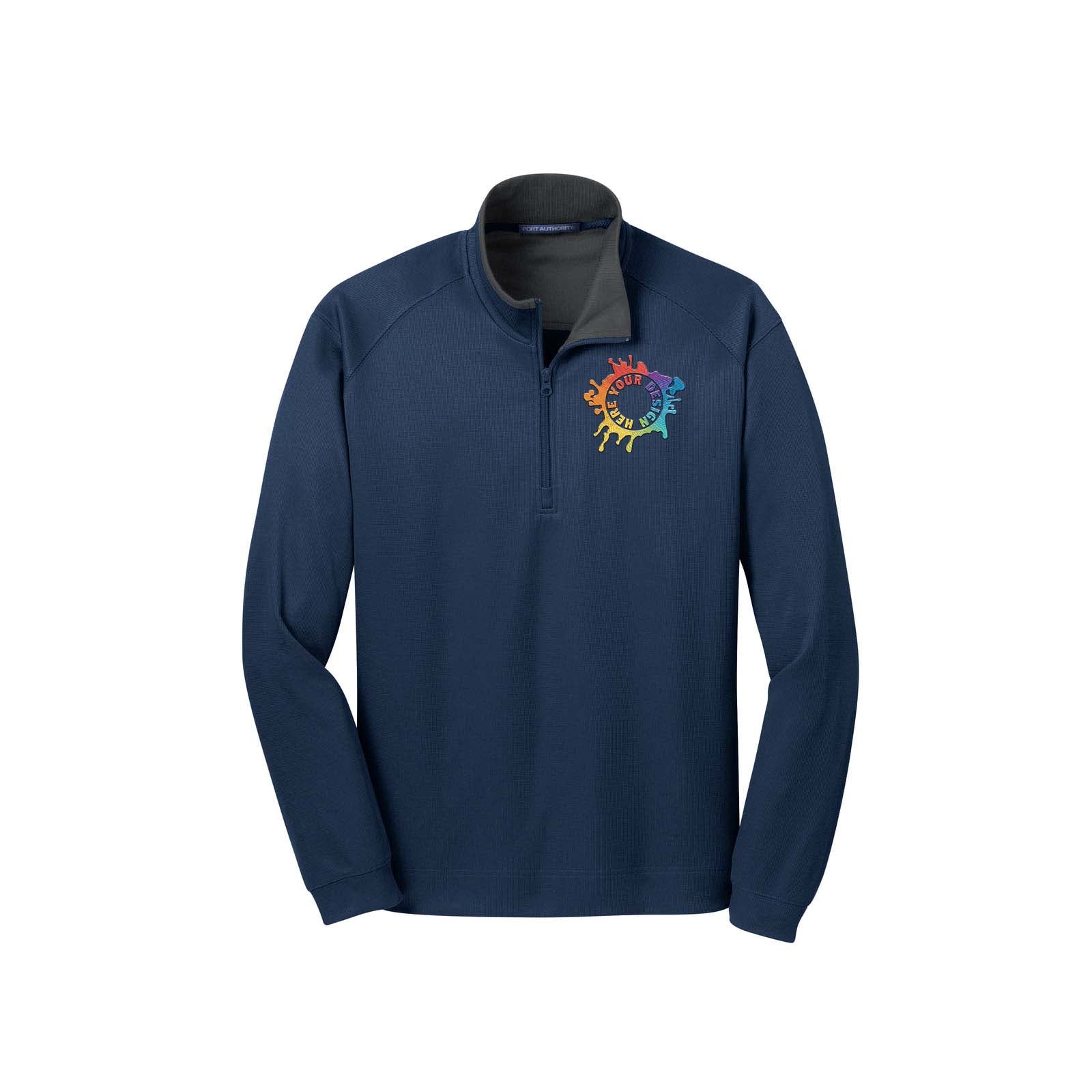 Port Authority® Vertical Texture 1/4-Zip Pullover Jacket Embroidery - Mato & Hash