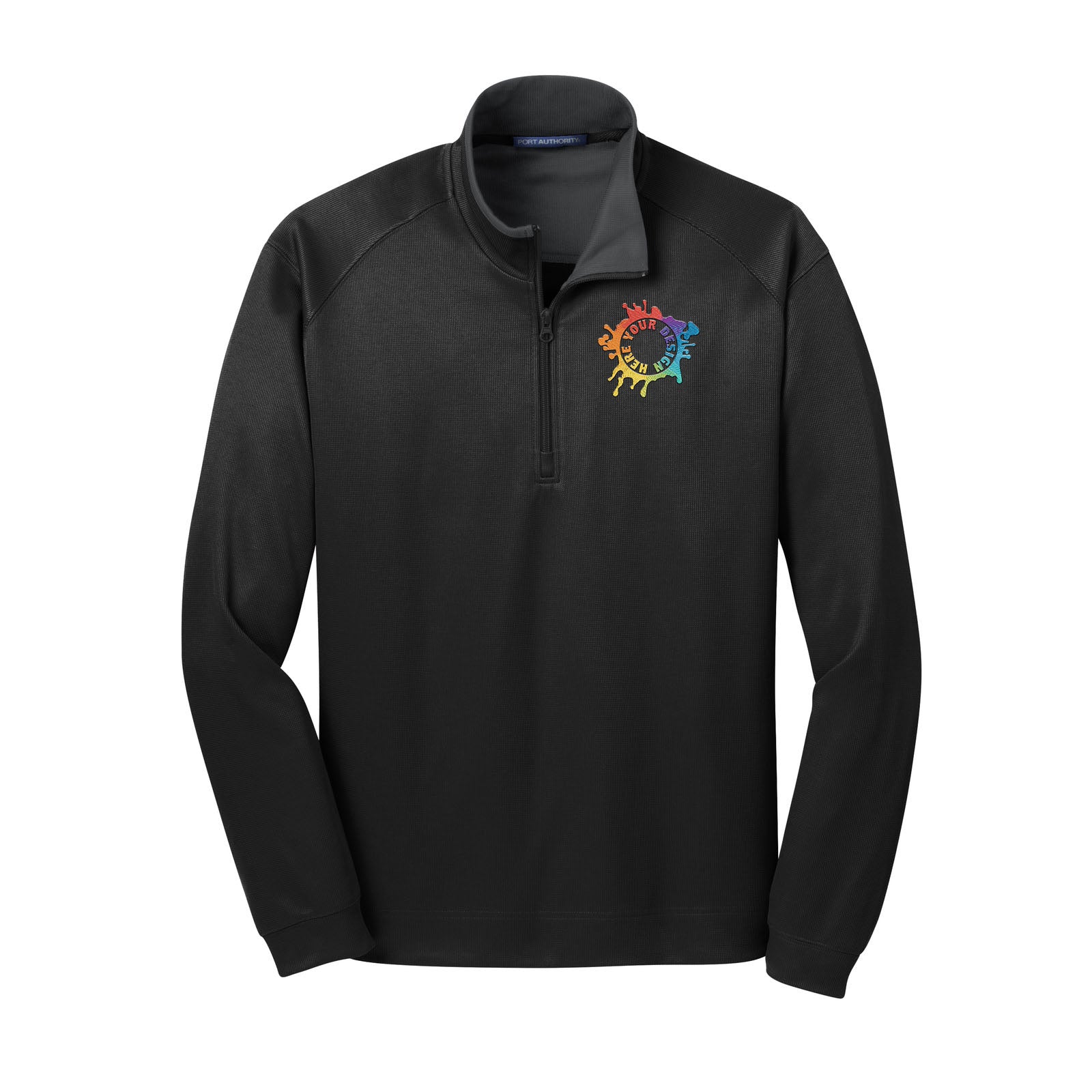 Port Authority® Vertical Texture 1/4-Zip Pullover Jacket Embroidery - Mato & Hash