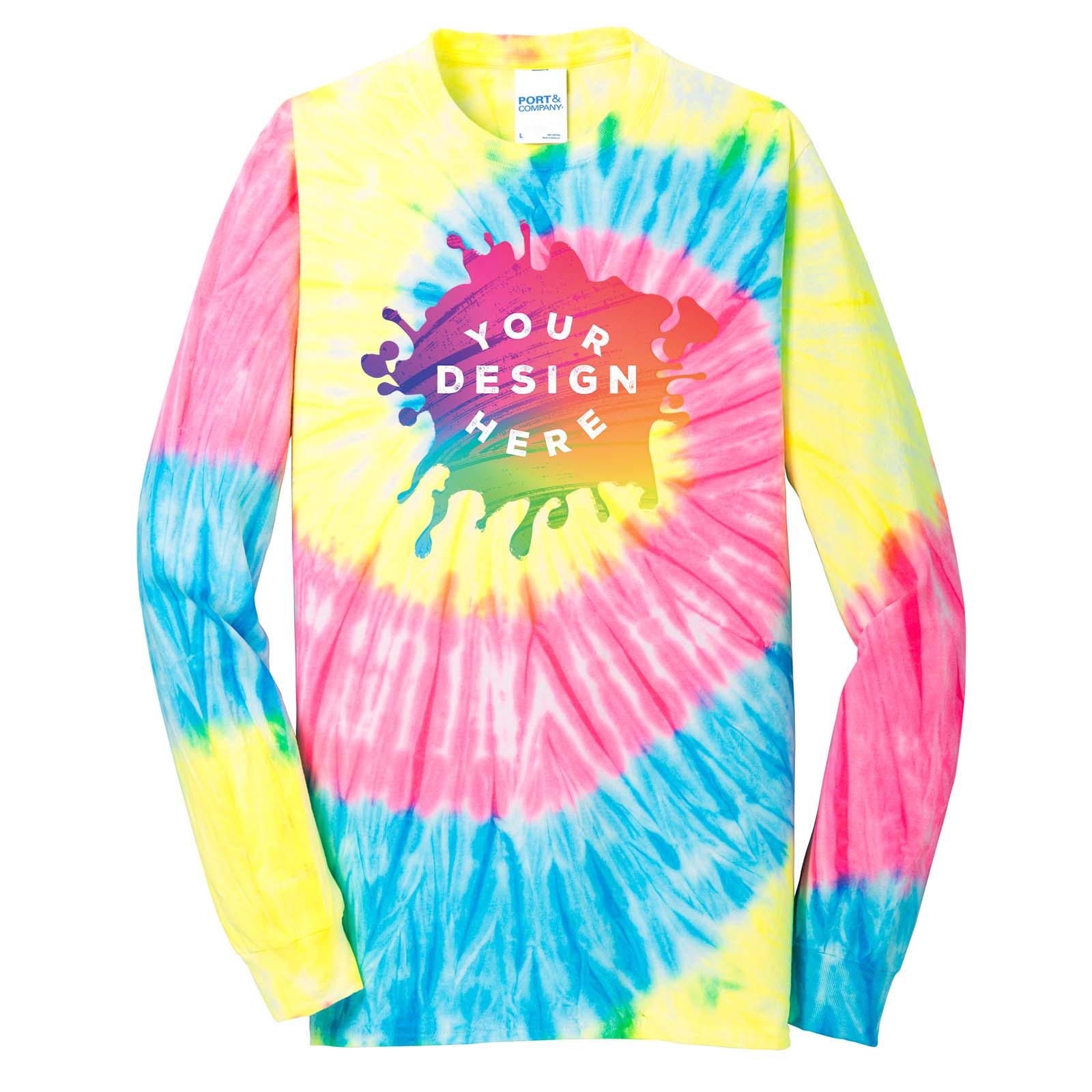 Port & Company 100% Cotton Unisex Tie-Dye Long Sleeve T-Shirt - Mato & Hash