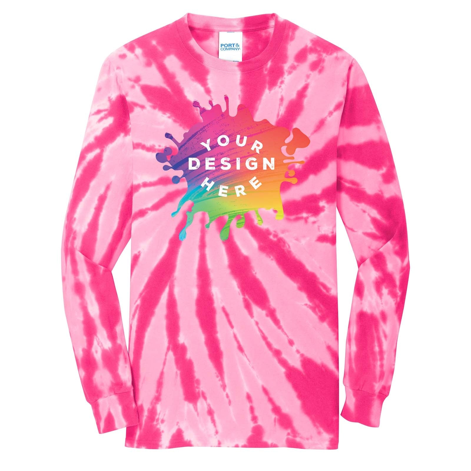 Port & Company 100% Cotton Unisex Tie-Dye Long Sleeve T-Shirt - Mato & Hash