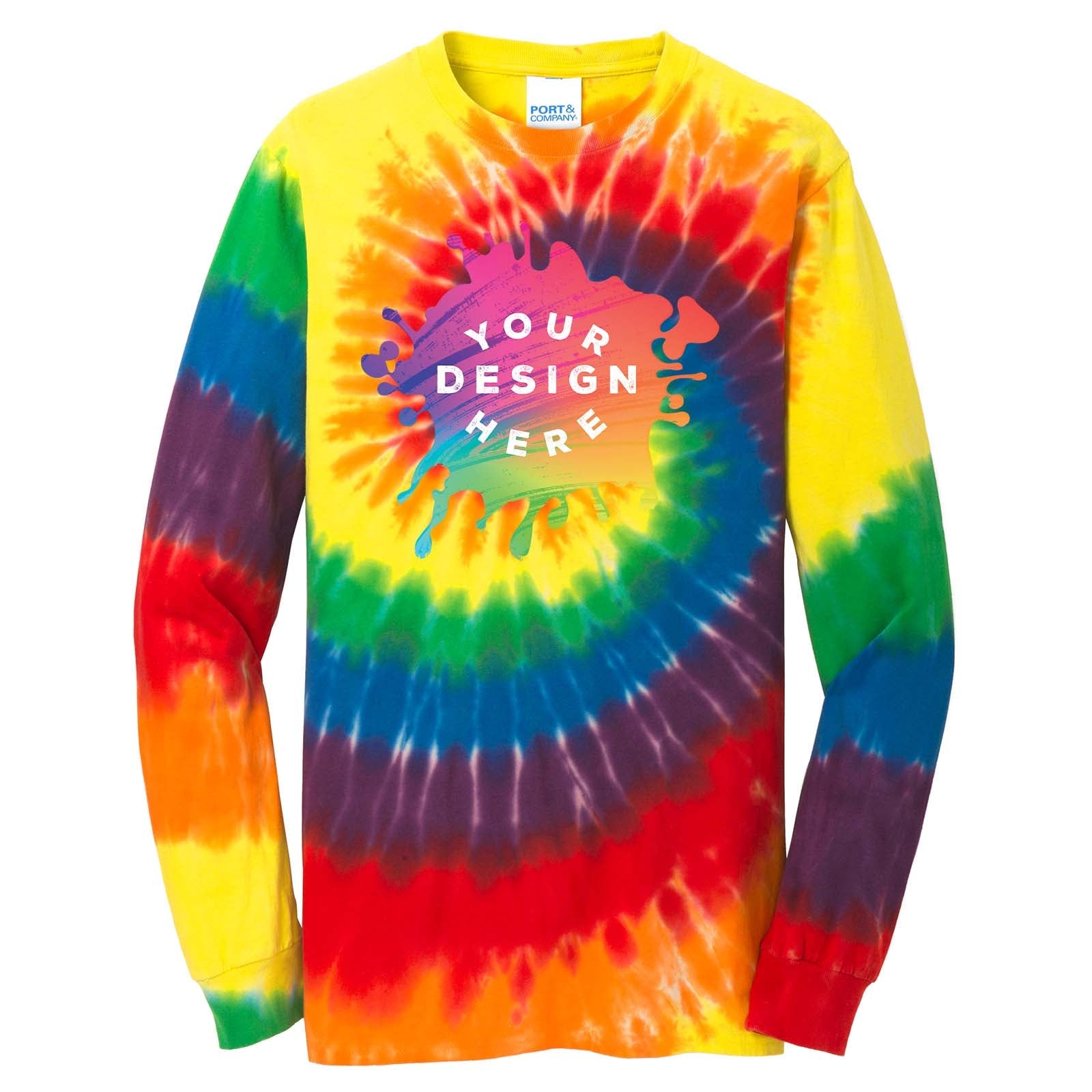 Port & Company 100% Cotton Unisex Tie-Dye Long Sleeve T-Shirt - Mato & Hash
