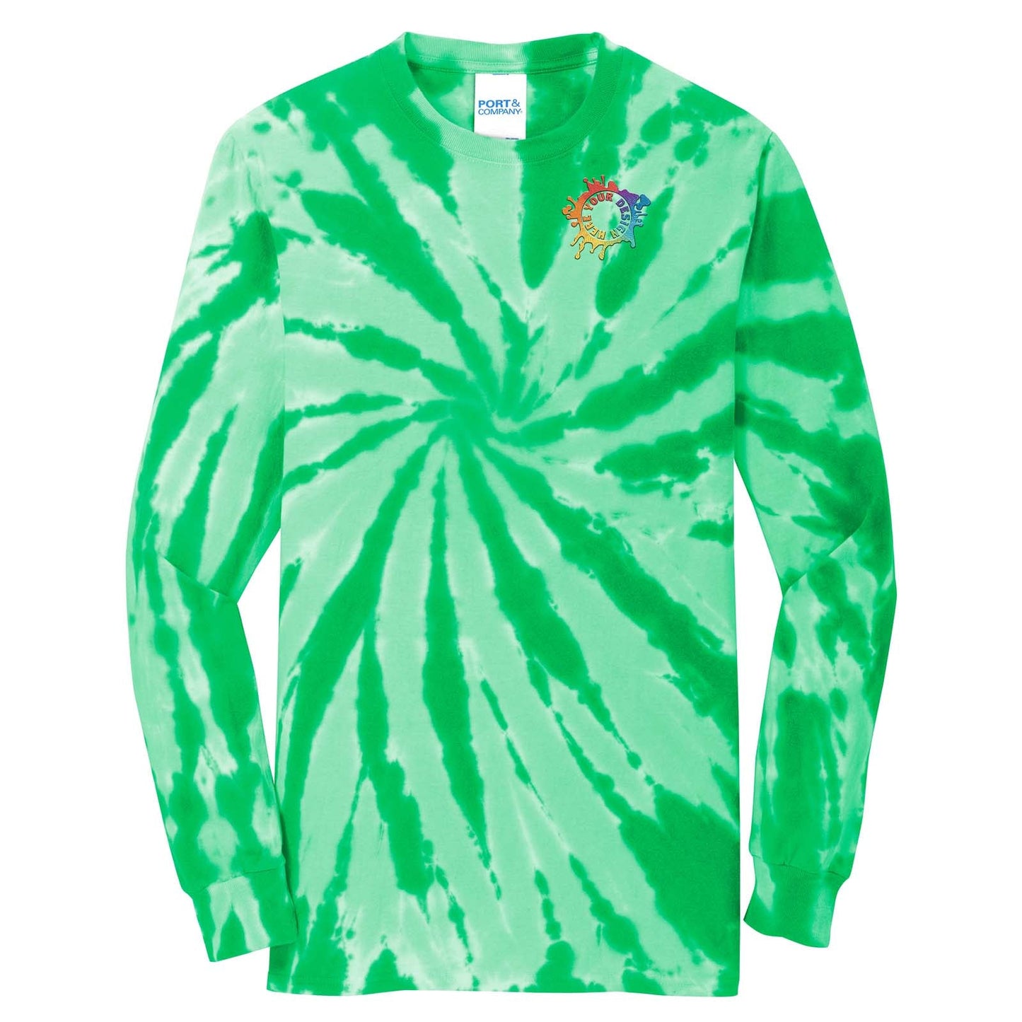 Port & Company 100% Cotton Unisex Tie-Dye Long Sleeve T-Shirt Embroidery - Mato & Hash
