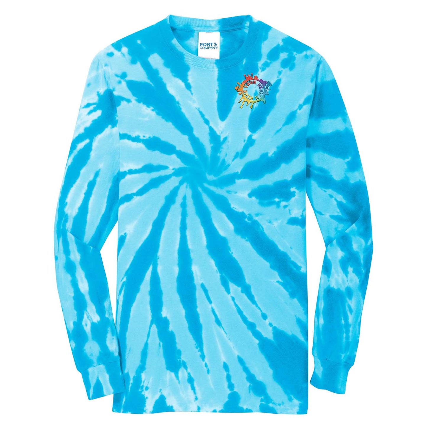 Port & Company 100% Cotton Unisex Tie-Dye Long Sleeve T-Shirt Embroidery - Mato & Hash