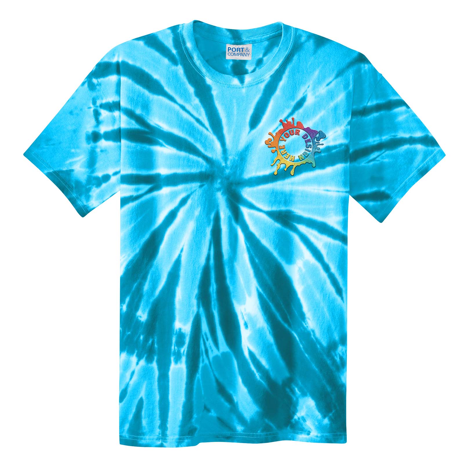 Port & Company 100% Cotton Unisex Tie-Dye T-Shirt Embroidery - Mato & Hash