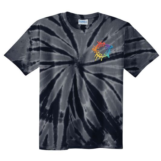Port & Company 100% Cotton Unisex Tie-Dye T-Shirt Embroidery - Mato & Hash