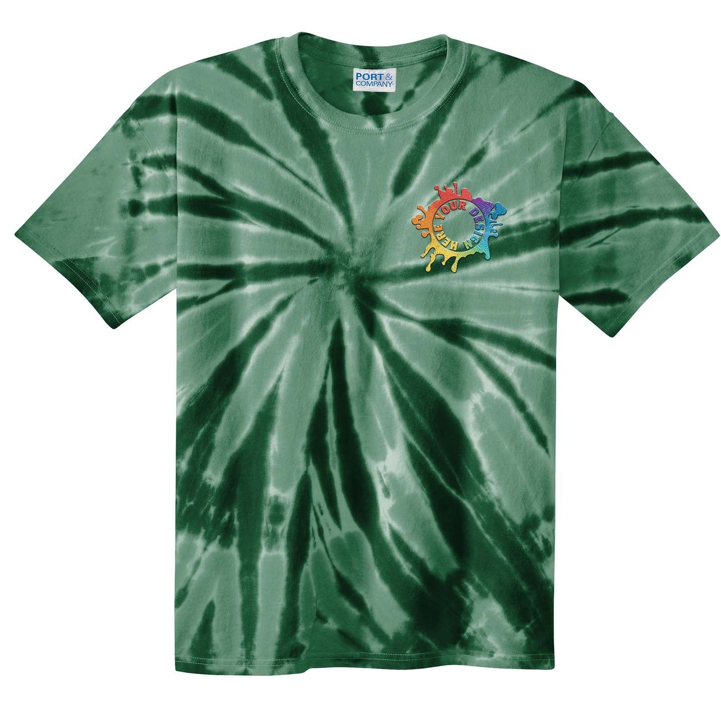 Port & Company 100% Cotton Unisex Tie-Dye T-Shirt Embroidery - Mato & Hash