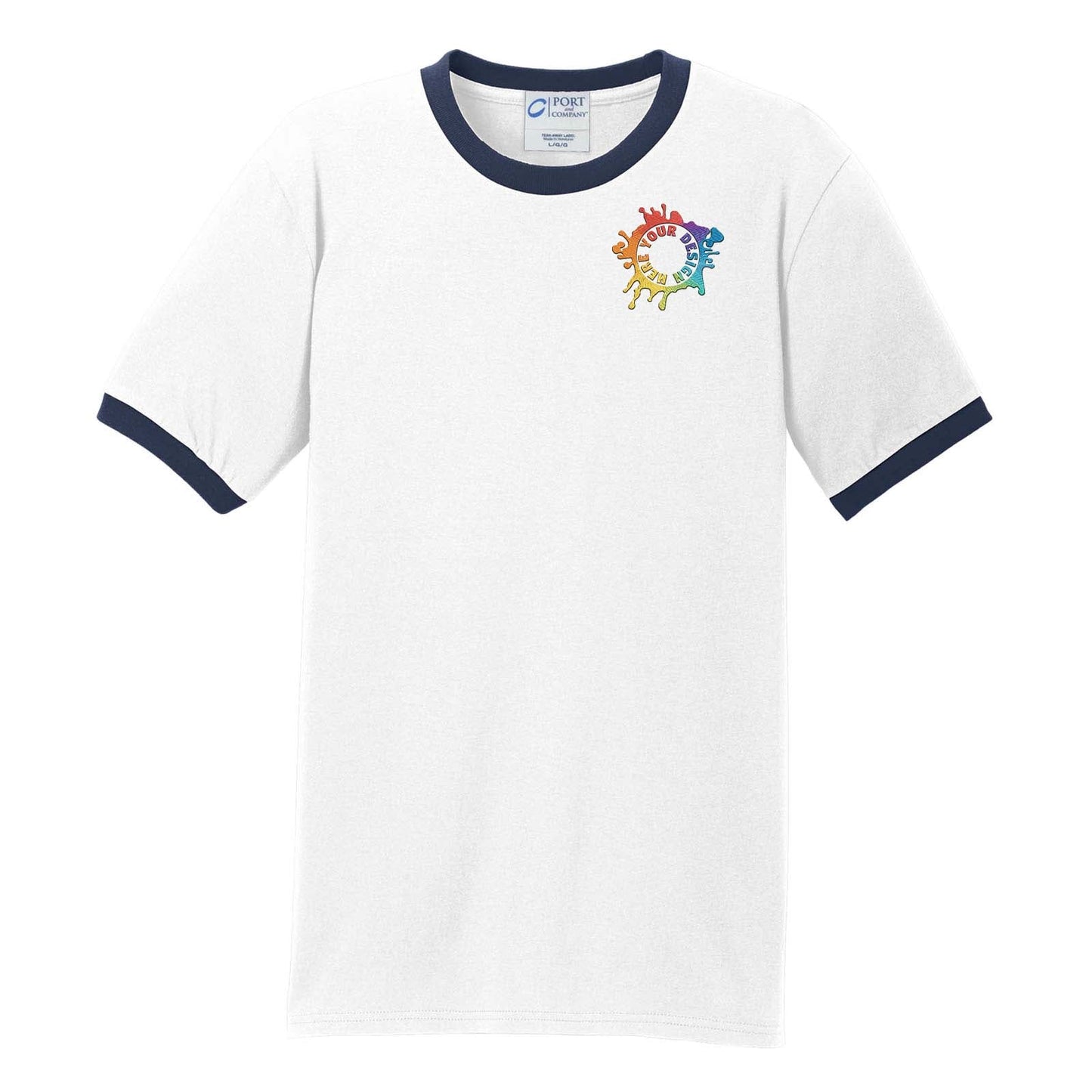 Port & Company® Core Cotton Ringer Tee Embroidery - Mato & Hash