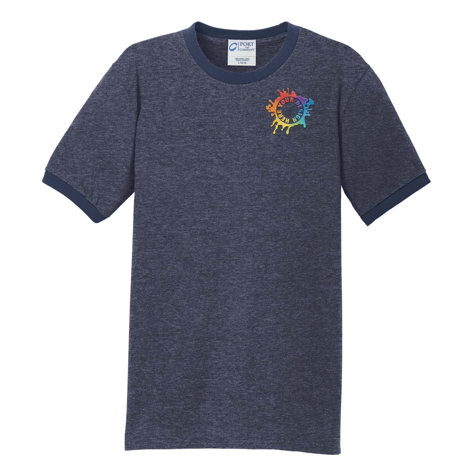 Port & Company® Core Cotton Ringer Tee Embroidery - Mato & Hash