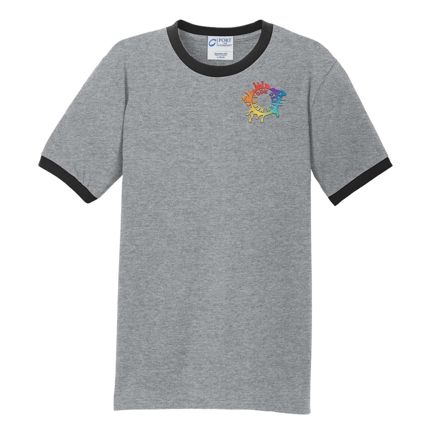 Port & Company® Core Cotton Ringer Tee Embroidery - Mato & Hash