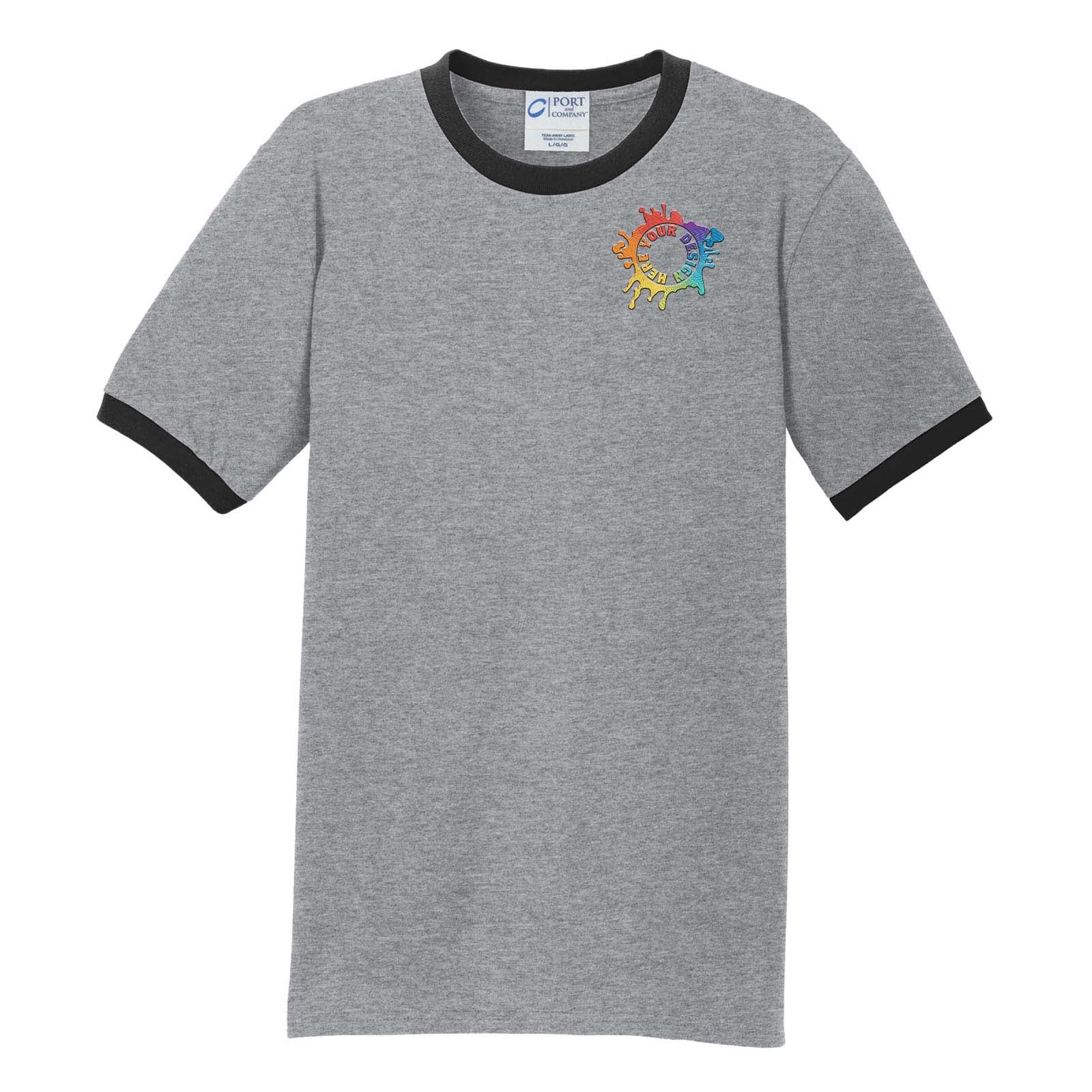 Port & Company® Core Cotton Ringer Tee Embroidery - Mato & Hash