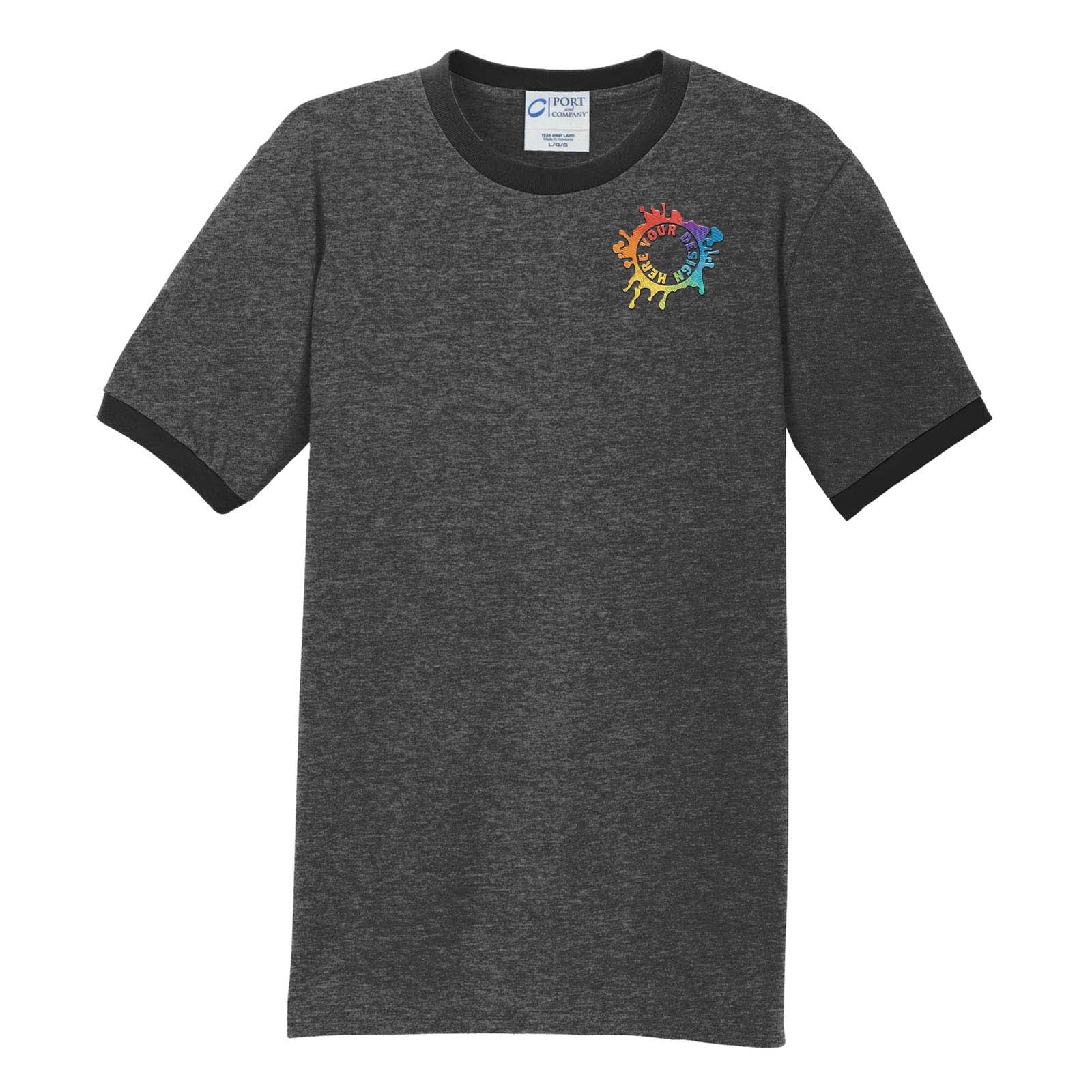 Port & Company® Core Cotton Ringer Tee Embroidery - Mato & Hash