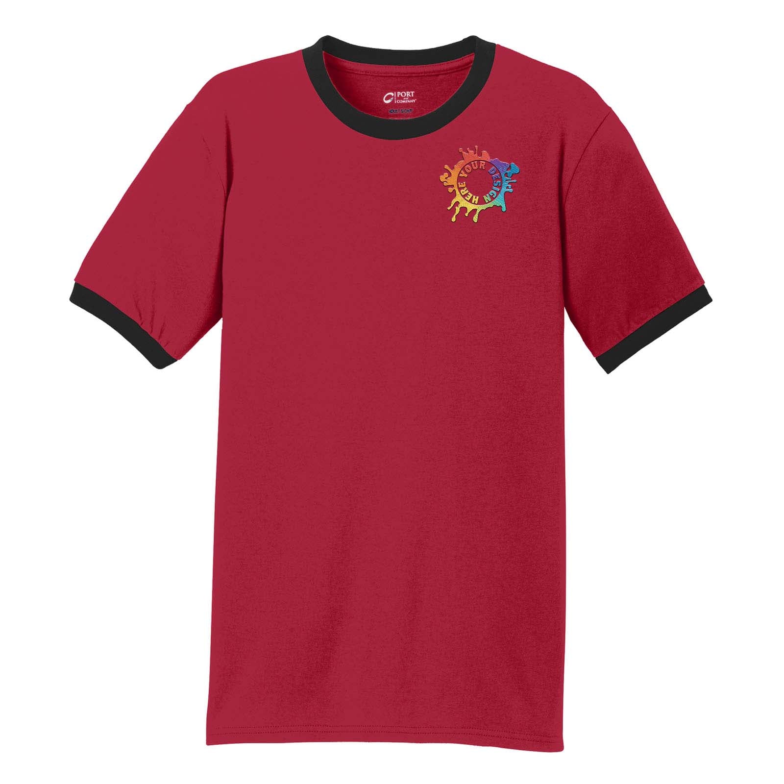 Port & Company® Core Cotton Ringer Tee Embroidery - Mato & Hash