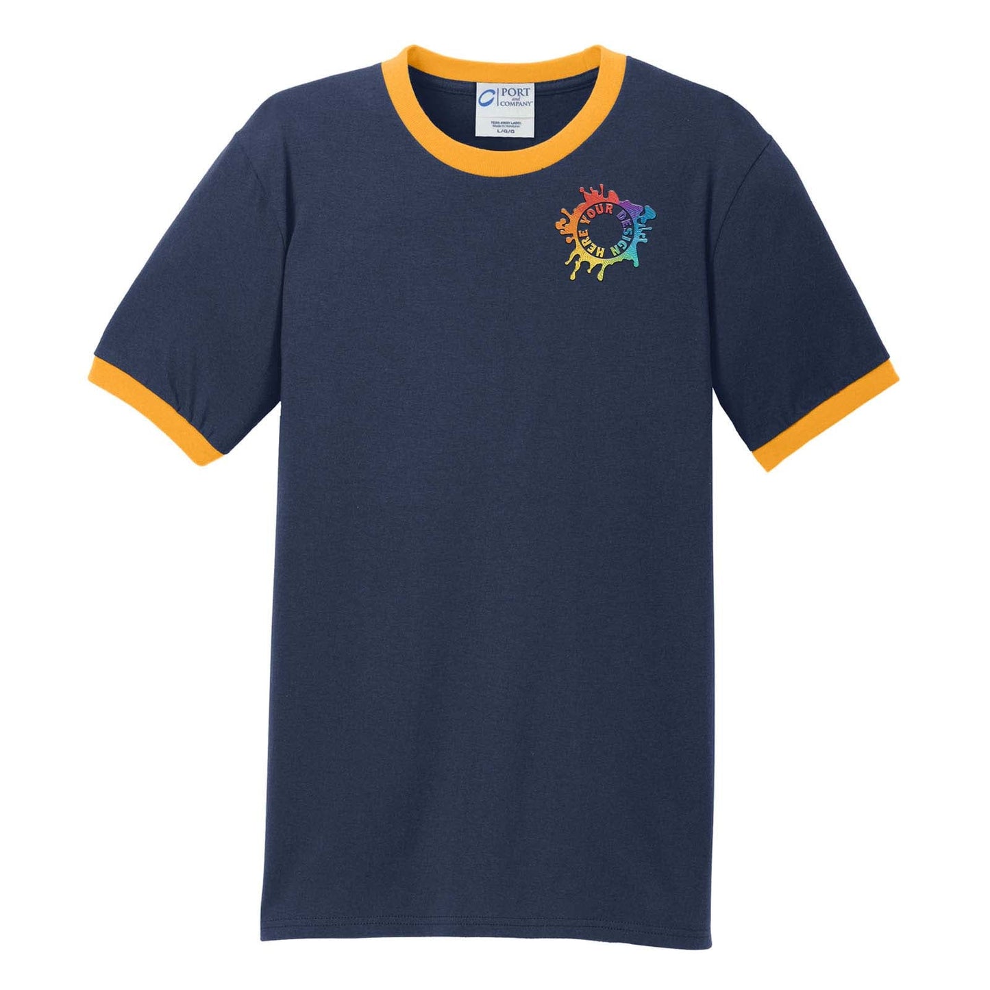 Port & Company® Core Cotton Ringer Tee Embroidery - Mato & Hash