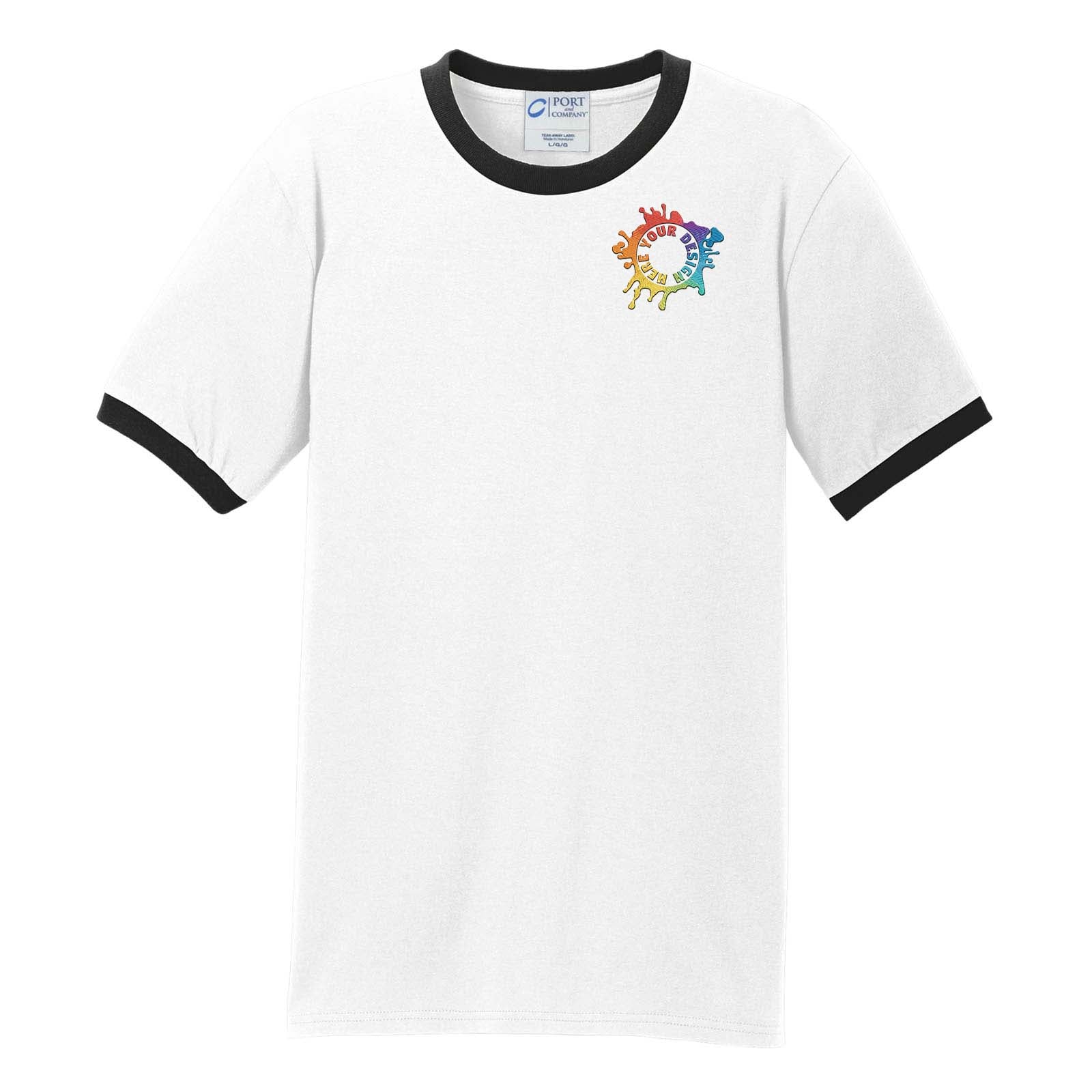 Port & Company® Core Cotton Ringer Tee Embroidery - Mato & Hash