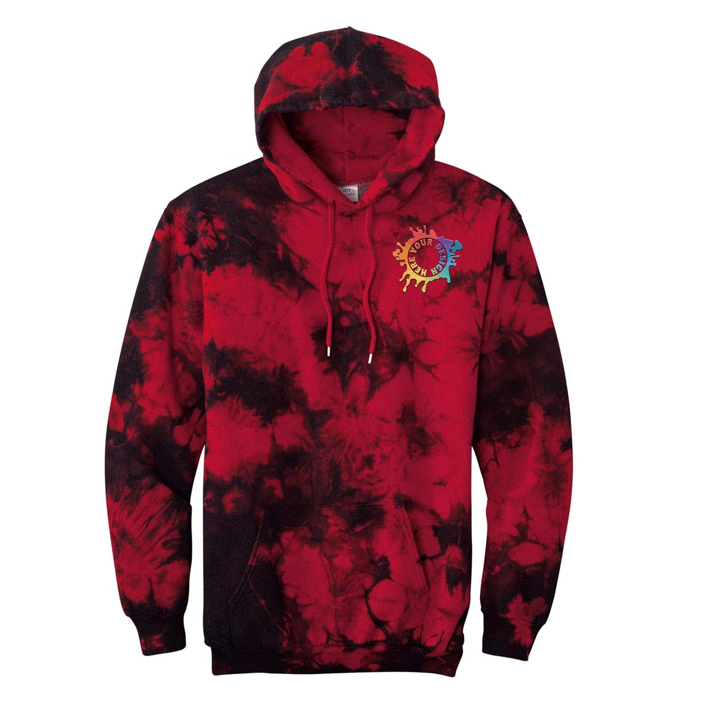 Port & Company® Crystal Tie-Dye Pullover Hoodie Embroidery - Mato & Hash