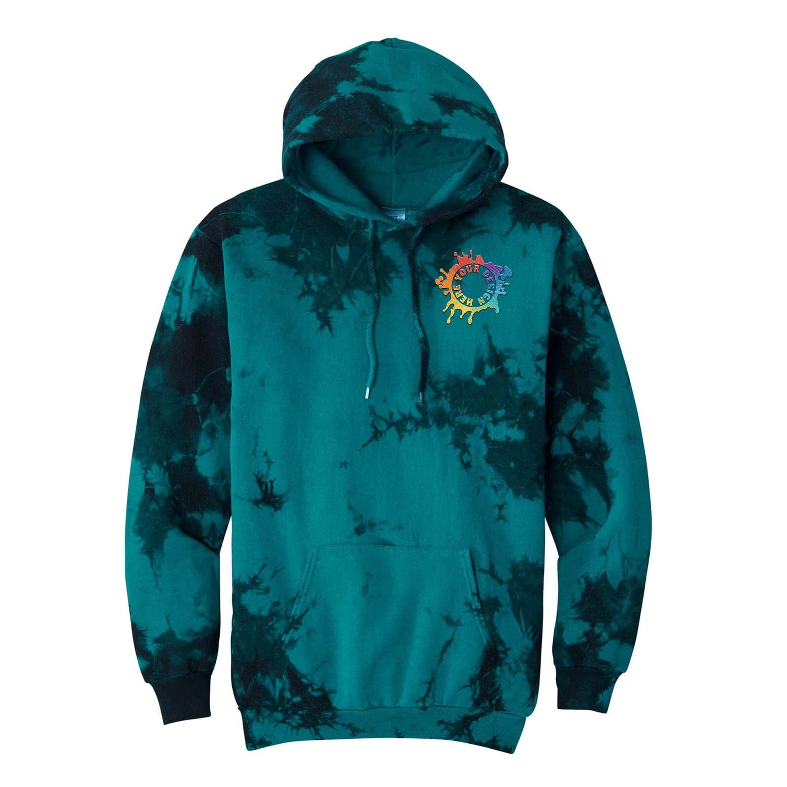 Port & Company® Crystal Tie-Dye Pullover Hoodie Embroidery - Mato & Hash