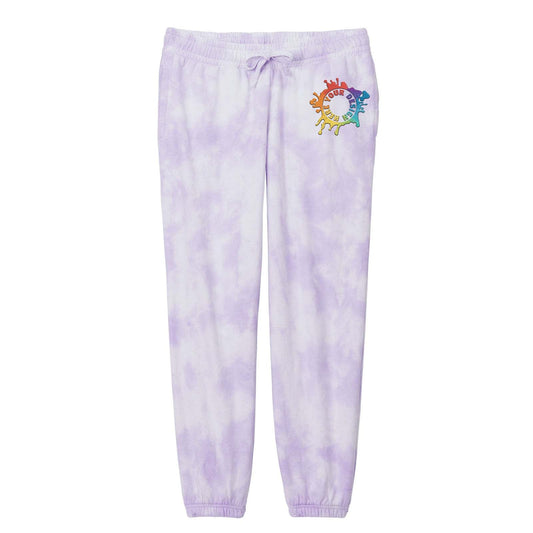 Port & Company® Ladies Beach Wash® Cloud Tie-Dye Sweatpant Embroidery - Mato & Hash