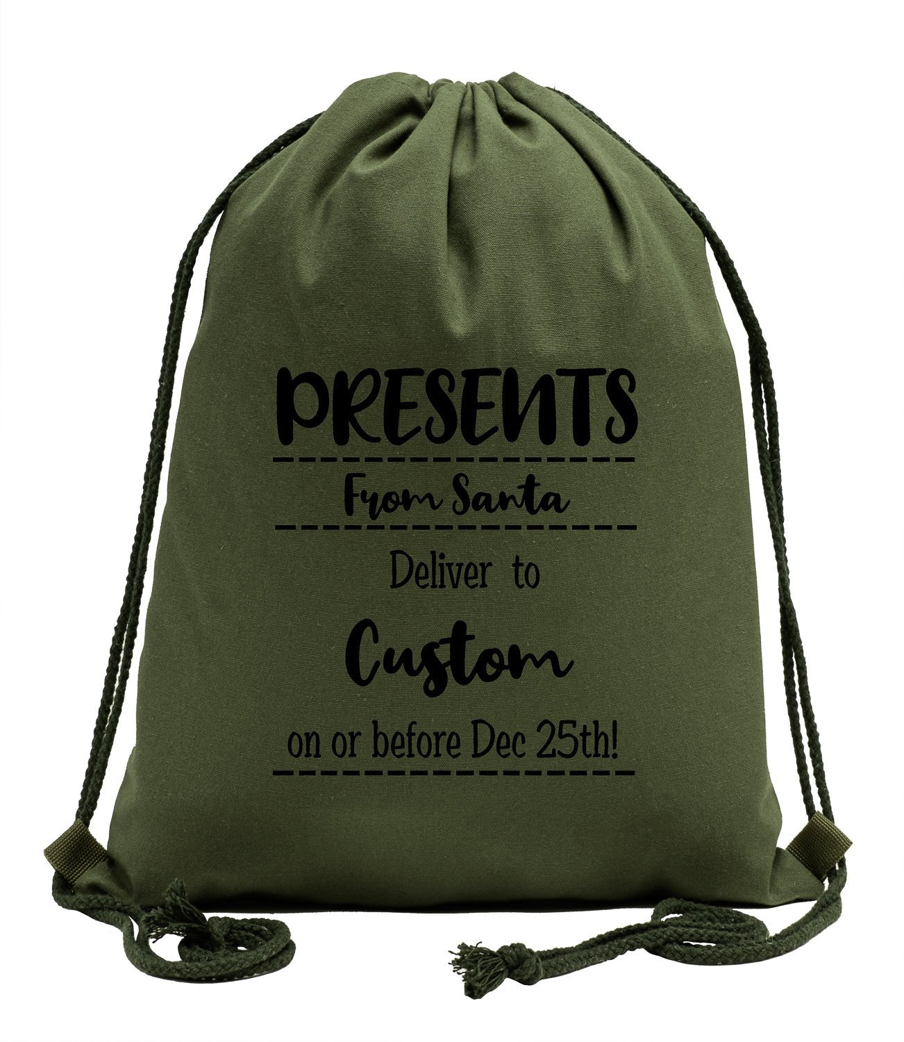Presents From Santa Deliver To Custom Cotton Drawstring Bag - Mato & Hash