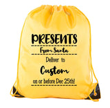 Presents From Santa Deliver To Custom Polyester Drawstring Bag - Mato & Hash