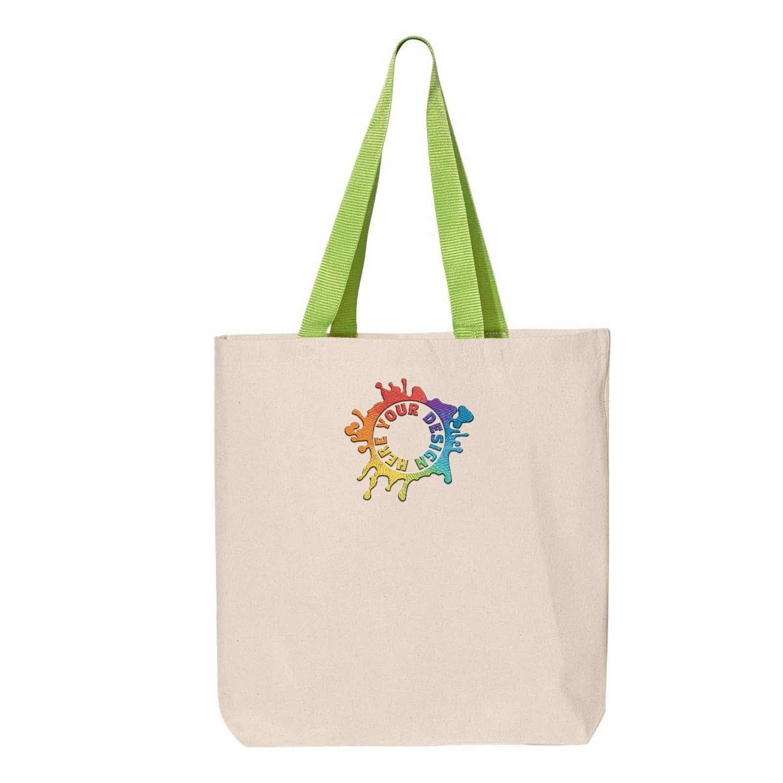 Q-Tees 11L Canvas Tote with Contrast-Color Handles Embroidery - Mato & Hash