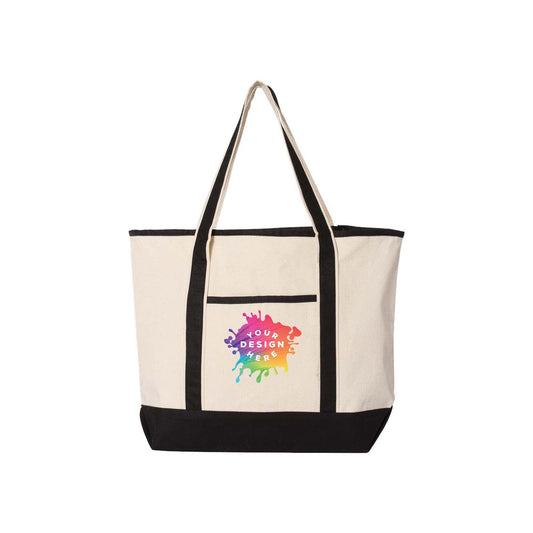 Q-Tees 34.6L Large Canvas Deluxe Tote - Mato & Hash