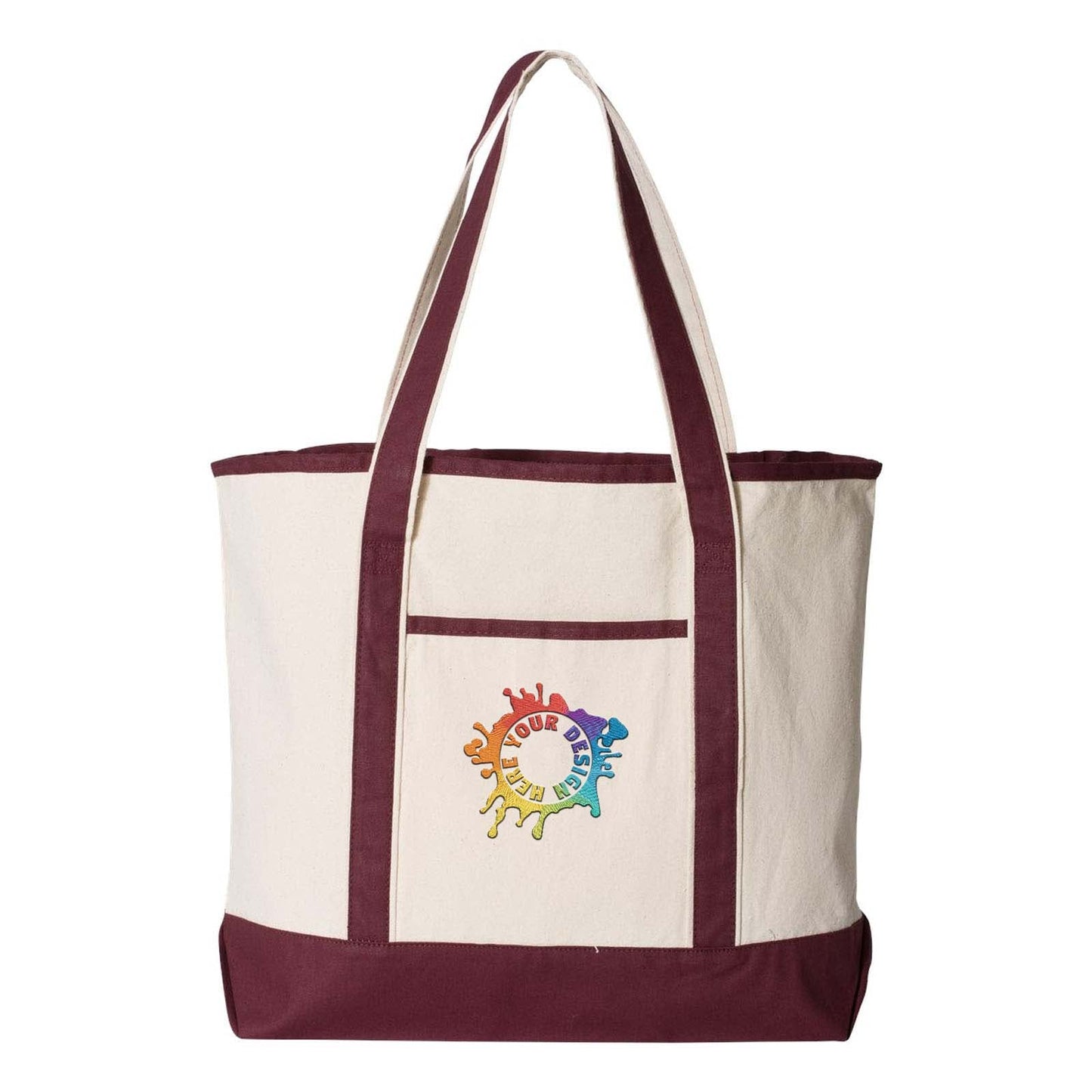 Q-Tees 34.6L Large Canvas Deluxe Tote Embroidery - Mato & Hash