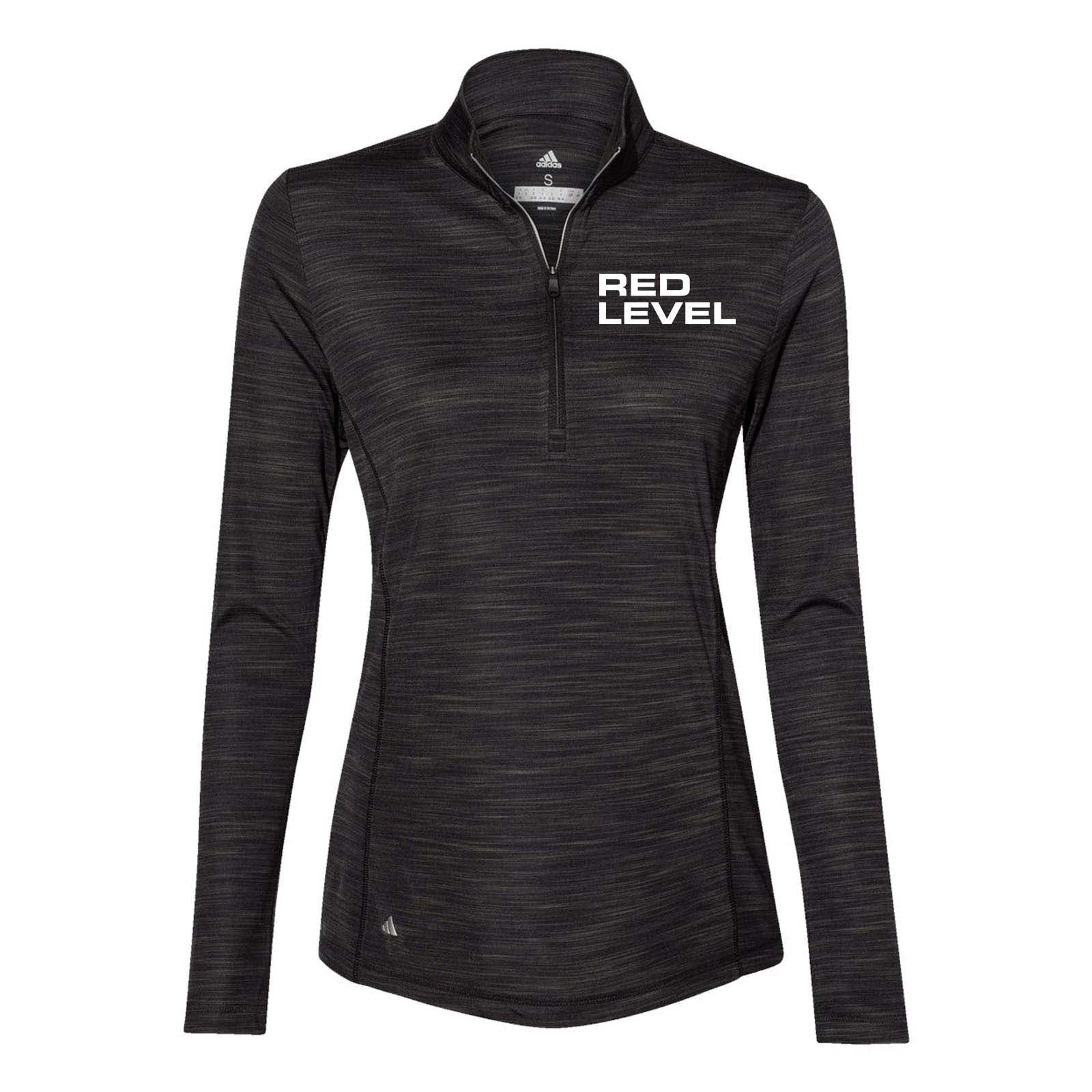 Red Level Adidas - Women's Lightweight Melange Quarter-Zip Pullover Embroidery - Mato & Hash